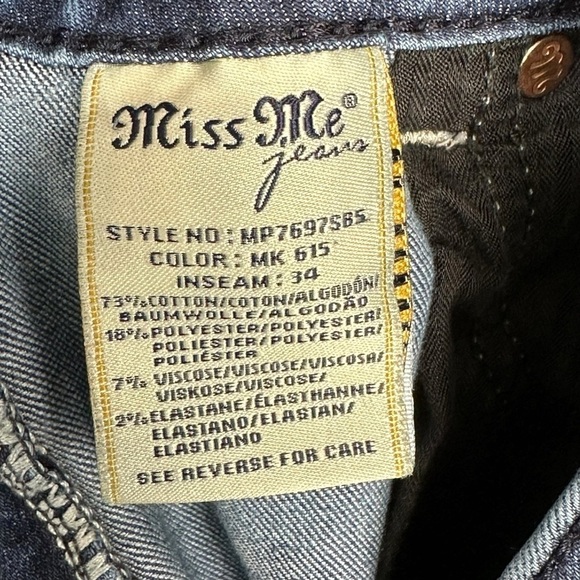 Miss Me Signature Boot Cut Jeans Womens 29X32 Blue Slim Fit Mid-Rise - Picture 8 of 8